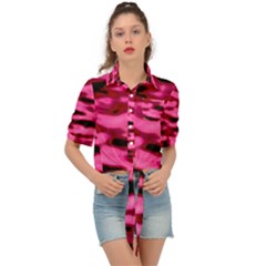 Rose  Waves Abstract Series No2 Tie Front Shirt  by DimitriosArt