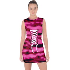 Rose  Waves Abstract Series No2 Lace Up Front Bodycon Dress by DimitriosArt