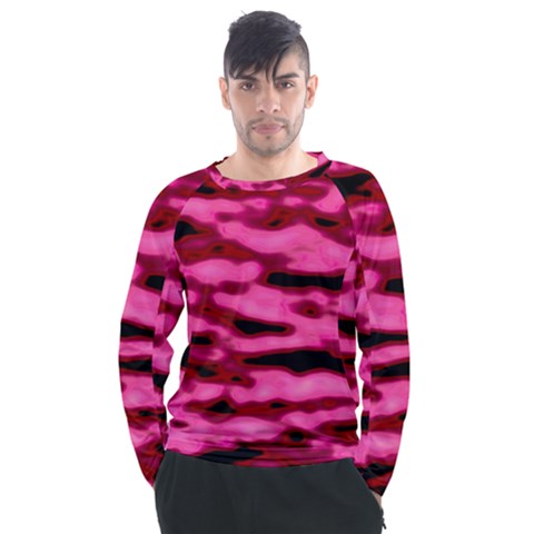 Rose  Waves Abstract Series No2 Men s Long Sleeve Raglan Tee by DimitriosArt