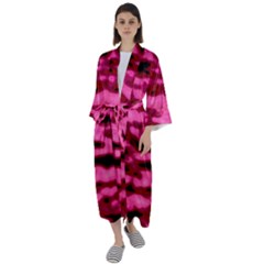 Rose  Waves Abstract Series No2 Maxi Satin Kimono by DimitriosArt