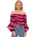 Rose  Waves Abstract Series No2 Off Shoulder Flutter Bell Sleeve Top View1