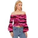 Rose  Waves Abstract Series No2 Off Shoulder Flutter Bell Sleeve Top View3