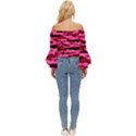 Rose  Waves Abstract Series No2 Off Shoulder Flutter Bell Sleeve Top View4