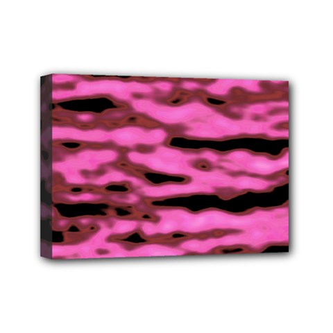 Pink  Waves Abstract Series No1 Mini Canvas 7  X 5  (stretched) by DimitriosArt