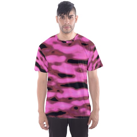 Pink  Waves Abstract Series No1 Men s Sport Mesh Tee by DimitriosArt