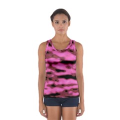 Pink  Waves Abstract Series No1 Sport Tank Top  by DimitriosArt