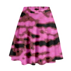 Pink  Waves Abstract Series No1 High Waist Skirt by DimitriosArt