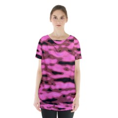 Pink  Waves Abstract Series No1 Skirt Hem Sports Top by DimitriosArt