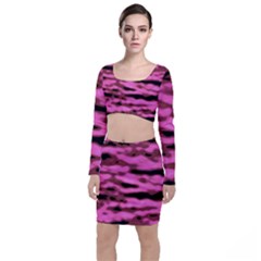 Pink  Waves Abstract Series No1 Top And Skirt Sets by DimitriosArt