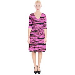 Pink  Waves Abstract Series No1 Wrap Up Cocktail Dress by DimitriosArt