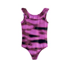 Pink  Waves Abstract Series No1 Kids  Frill Swimsuit by DimitriosArt