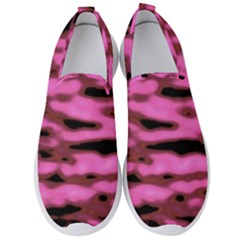 Pink  Waves Abstract Series No1 Men s Slip On Sneakers by DimitriosArt