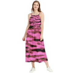 Pink  Waves Abstract Series No1 Boho Sleeveless Summer Dress by DimitriosArt