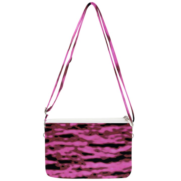 Pink  Waves Abstract Series No1 Double Gusset Crossbody Bag