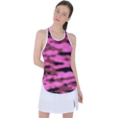 Pink  Waves Abstract Series No1 Racer Back Mesh Tank Top by DimitriosArt