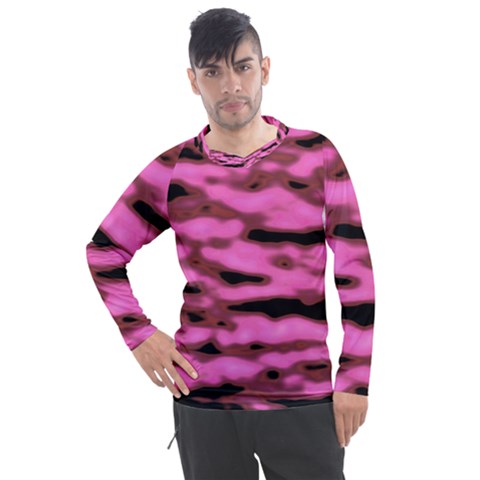 Pink  Waves Abstract Series No1 Men s Pique Long Sleeve Tee by DimitriosArt