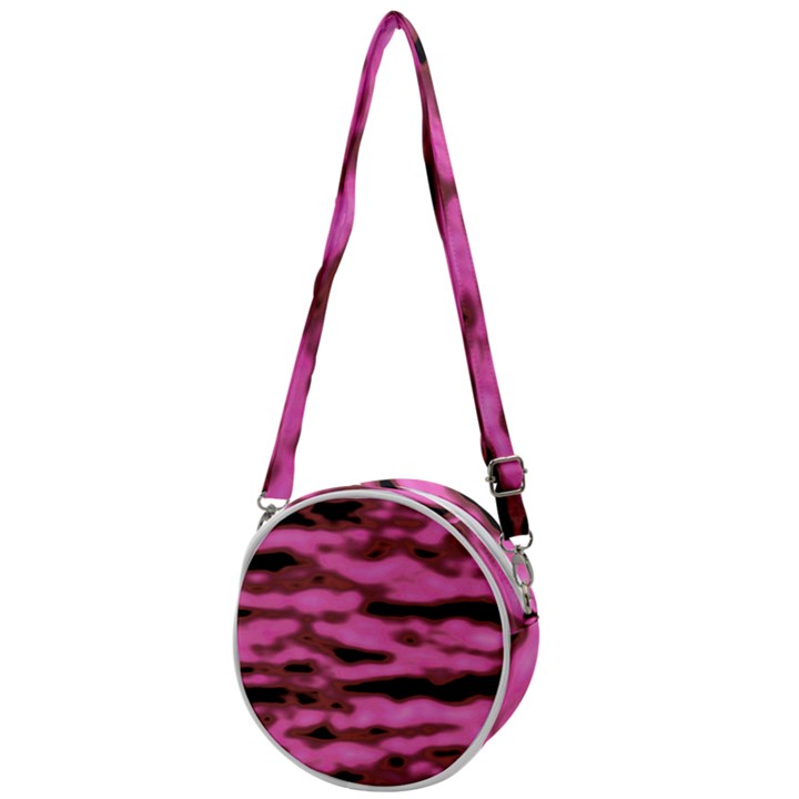 Pink  Waves Abstract Series No1 Crossbody Circle Bag