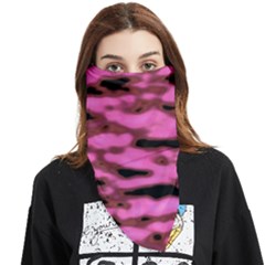 Pink  Waves Abstract Series No1 Face Covering Bandana (triangle) by DimitriosArt