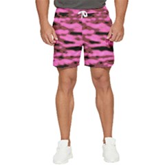 Pink  Waves Abstract Series No1 Men s Runner Shorts by DimitriosArt