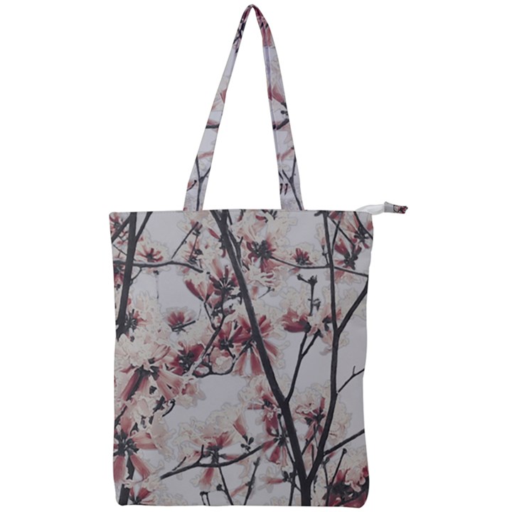 Botanical Scene Textured Beauty Print Double Zip Up Tote Bag