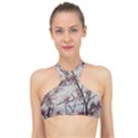 Botanical Scene Textured Beauty Print High Neck Bikini Top View1