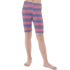 Red Blue White Troll Knots Pattern Kids  Mid Length Swim Shorts