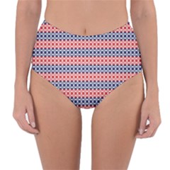 Red Blue White Troll Knots Pattern Reversible High-waist Bikini Bottoms