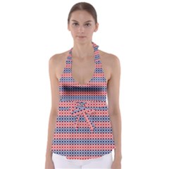 Red Blue White Troll Knots Pattern Babydoll Tankini Top