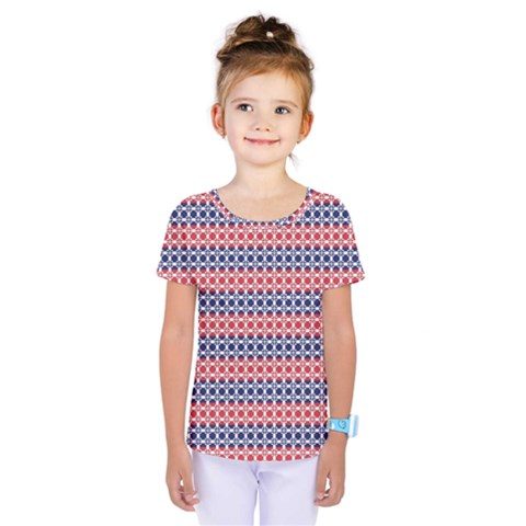 Red Blue White Troll Knots Pattern Kids  One Piece Tee by CVFabricShop