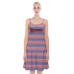 Red Blue White Troll Knots Pattern Spaghetti Strap Velvet Dress