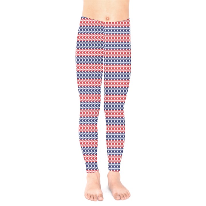 Red Blue White Troll Knots Pattern Kids  Leggings