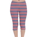 Red Blue White Troll Knots Pattern Velvet Capri Leggings  View1