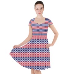 Red Blue White Troll Knots Pattern Cap Sleeve Midi Dress