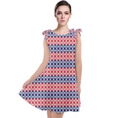 Red Blue White Troll Knots Pattern Tie Up Tunic Dress