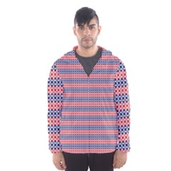 Red Blue White Troll Knots Pattern Men s Hooded Windbreaker