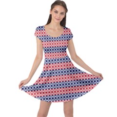 Red Blue White Troll Knots Pattern Cap Sleeve Dress