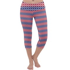 Red Blue White Troll Knots Pattern Capri Yoga Leggings