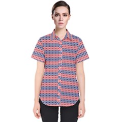 Red Blue White Troll Knots Pattern Women s Short Sleeve Shirt