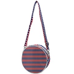 Red Blue White Troll Knots Pattern Crossbody Circle Bag