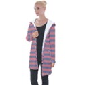 Red Blue White Troll Knots Pattern Longline Hooded Cardigan View1