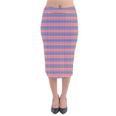 Red Blue White Troll Knots Pattern Velvet Midi Pencil Skirt