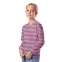 Red Blue White Troll Knots Pattern Kids  Long Sleeve Tee with Frill  View2