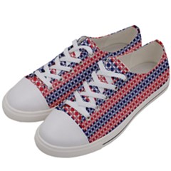 Red Blue White Troll Knots Pattern Women s Low Top Canvas Sneakers