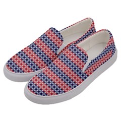 Red Blue White Troll Knots Pattern Men s Canvas Slip Ons