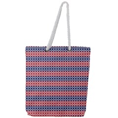 Red Blue White Troll Knots Pattern Full Print Rope Handle Tote (large)