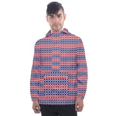 Red Blue White Troll Knots Pattern Men s Front Pocket Pullover Windbreaker by CVFabricShop