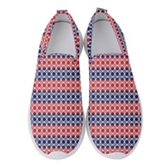 Red Blue White Troll Knots Pattern Women s Slip On Sneakers by CVFabricShop