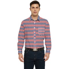 Red Blue White Troll Knots Pattern Men s Long Sleeve Pocket Shirt 