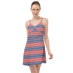 Red Blue White Troll Knots Pattern Summer Time Chiffon Dress