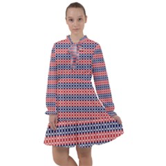 Red Blue White Troll Knots Pattern All Frills Chiffon Dress